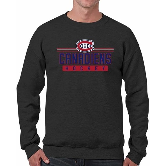 Adult Charcoal Black True Fan Crew Neck Sweatshirt - Unisex Pullover - Cotton-polyester blend